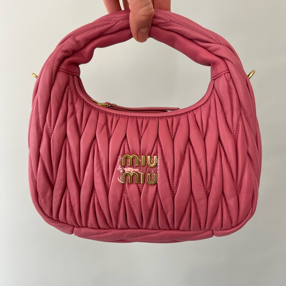 Miu Miu Wander matelassé nappa leather hobo bag